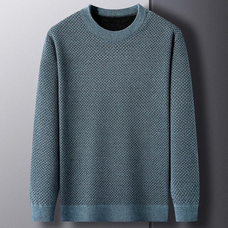 Classic Waffle Pattern Crew Neck Sweater