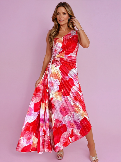 Elegant Pleated Wedding Guest Gown - Nocini