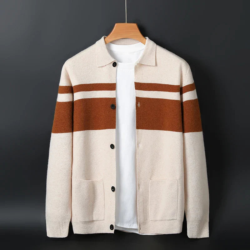 Casual Striped Open Front Cardigan - Nocini