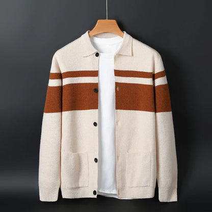 Casual Striped Open Front Cardigan - Nocini