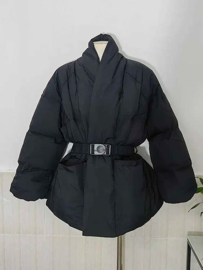 Warm Women's Puffer V-neck Winter Coat