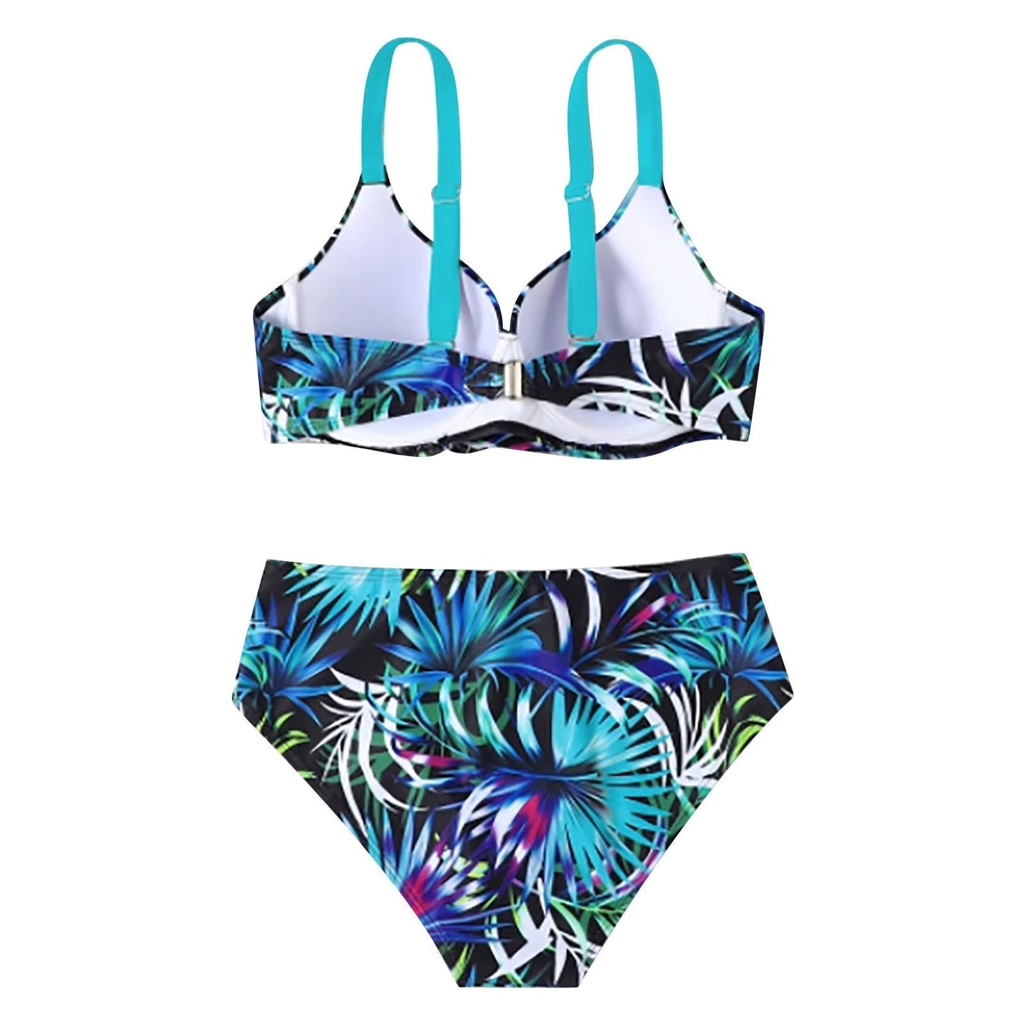 Tropical Floral High Waisted Swimsuit Bikini
