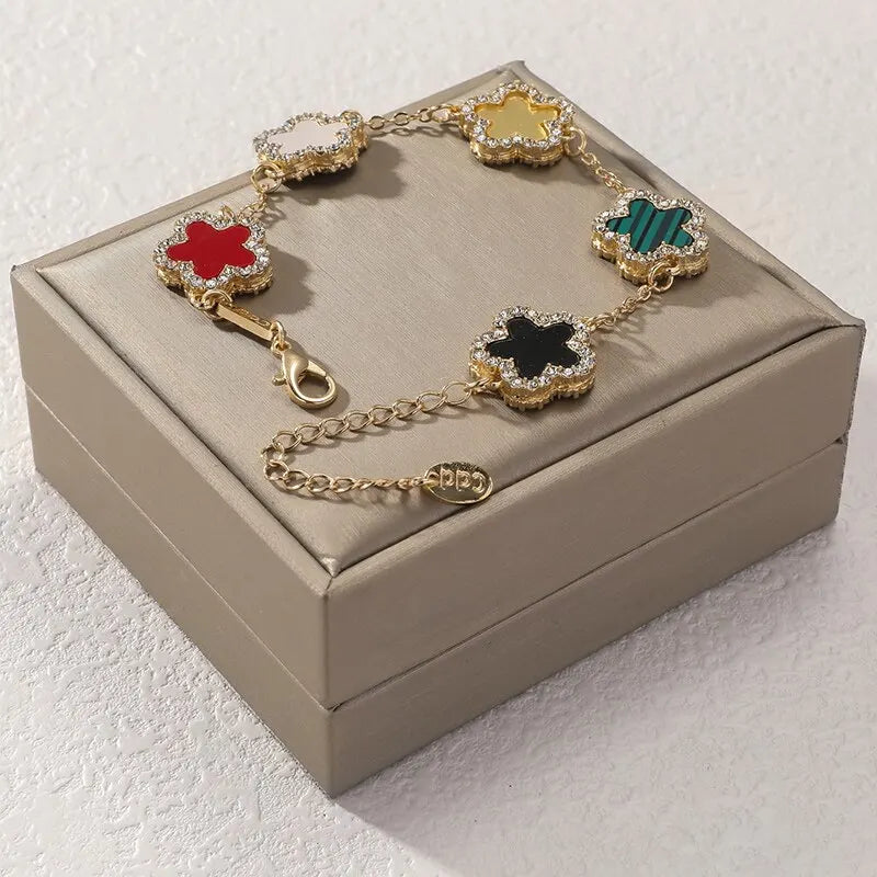 Sparkling Clover Chain Bracelet