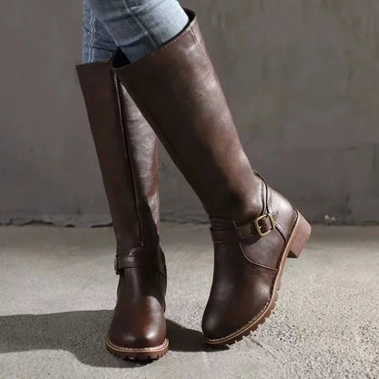 Brown Leather Tall Riding Boots for Women