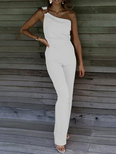 Chic One Shoulder Women's Jumpsuit Ankle Length - Nocini