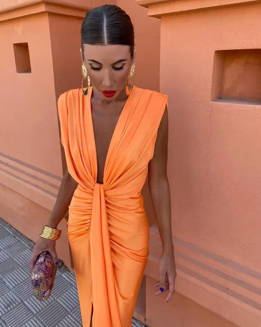 Elegant Pleated Formal Party Dress