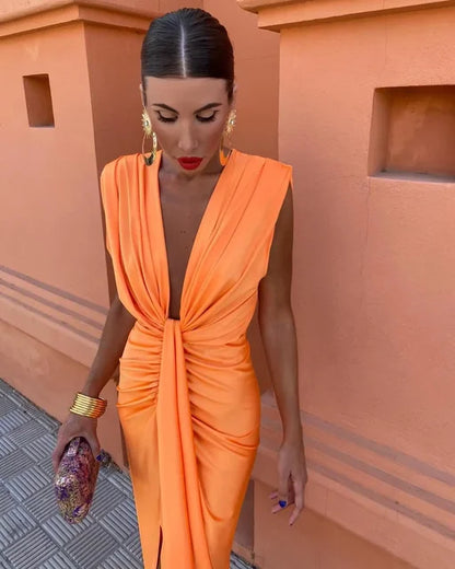 Elegant Pleated Formal Party Dress