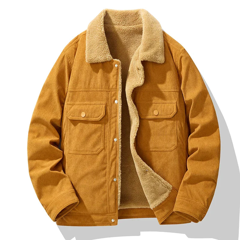 Casual Fit Corduroy Coat with Button Front