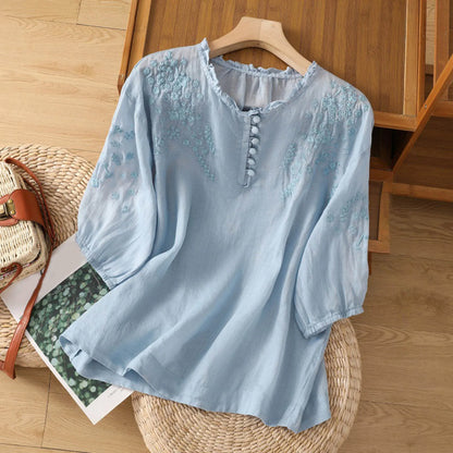 Pretty Floral Women's Button Blouse - Olytrend