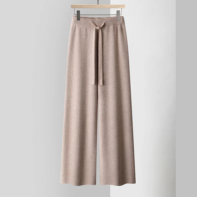Comfortable Elastic Waist Knit Pants - Nocini