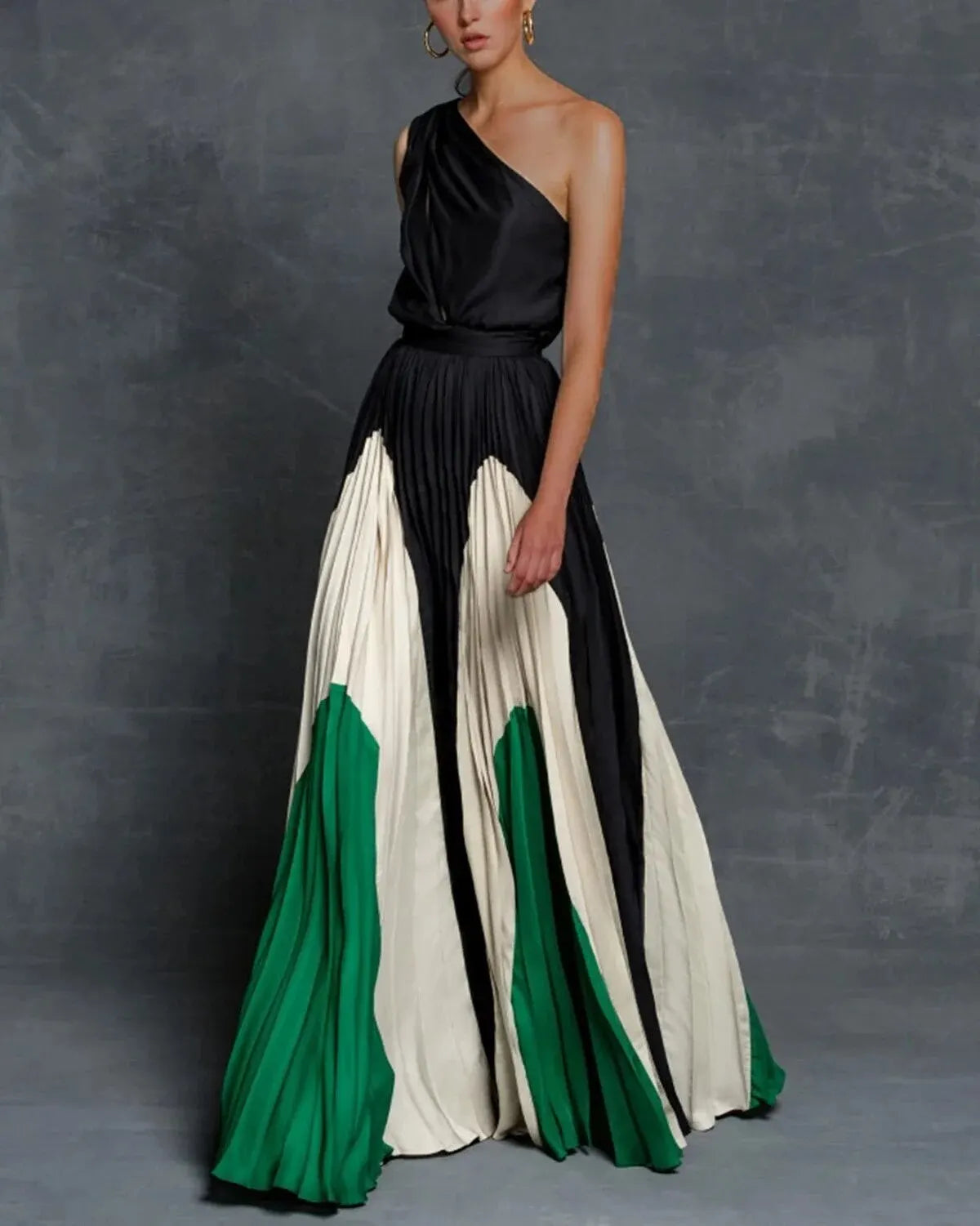 Long Flowy One Shoulder Evening Gown