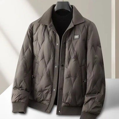 Warm Padded Bomber Jacket with Ribbed Collar