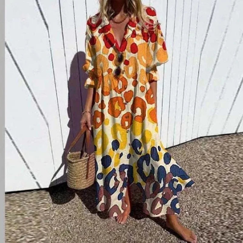Ladies Long Sleeve Floral Maxi Dress