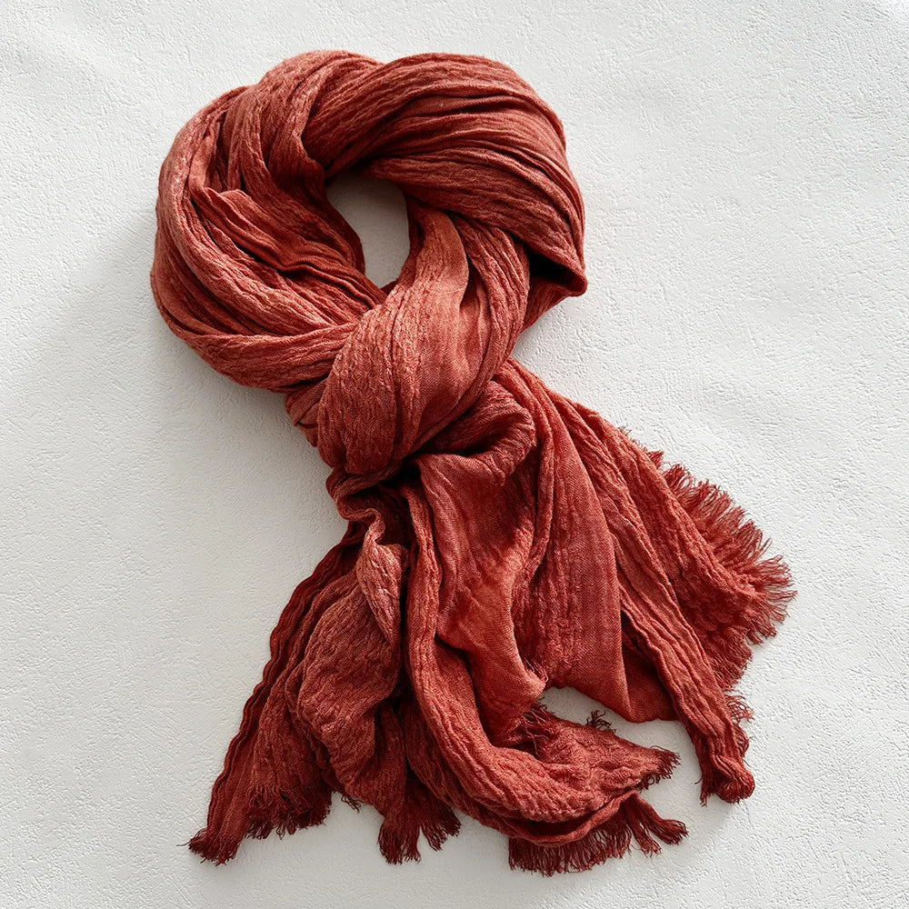Soft Linen Lightweight Frayed Edge Scarf