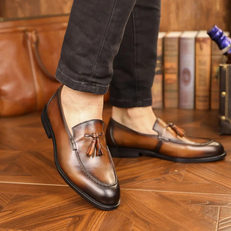 Classic Genuine Leather Slip On Shoes