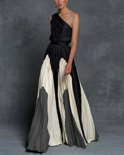 Long Flowy One Shoulder Evening Gown