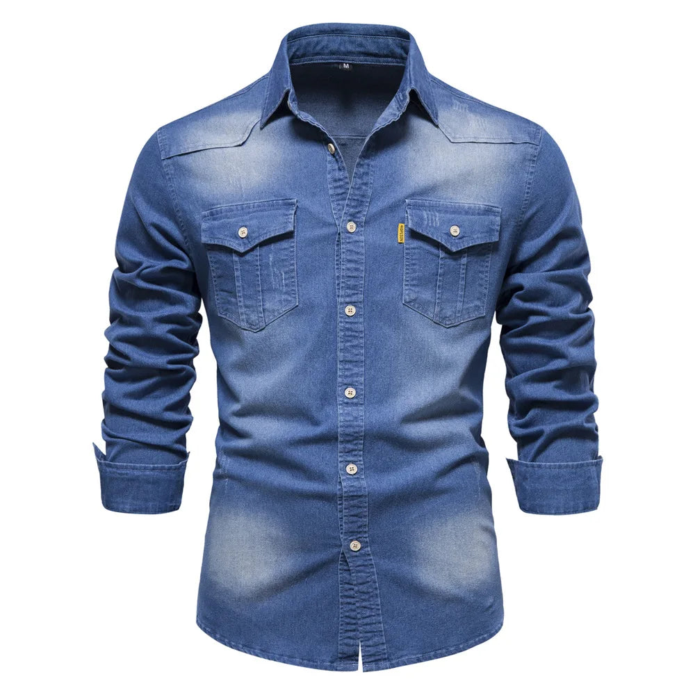 Classic Fit Men's Shirt with Button Front and Pocket Detail