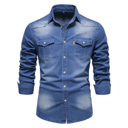 Classic Fit Men's Shirt with Button Front and Pocket Detail