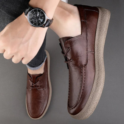 Breathable Perforated Leather Slip On Shoe