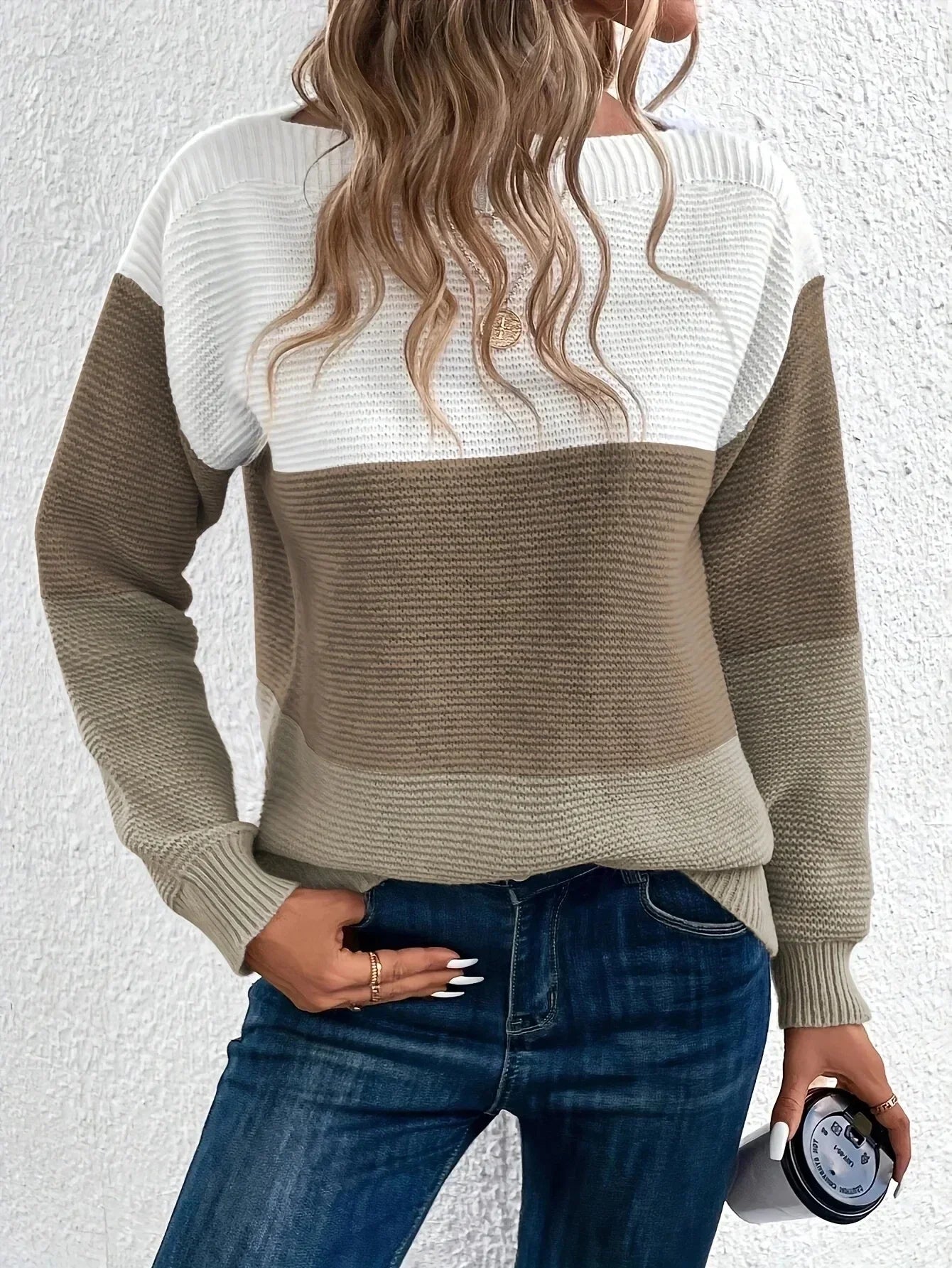Women's Multicolor Crew Neck Sweater