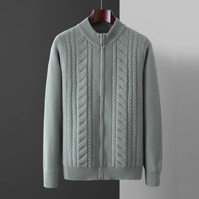 Soft Zip Up Merino Wool Sweater - Nocini