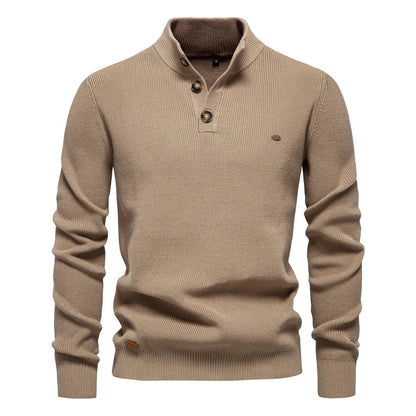 Classic Wooden Button Crew Sweater - Olytrend