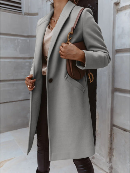 Women's Classic Wool Coat Tailored Fit Button Front