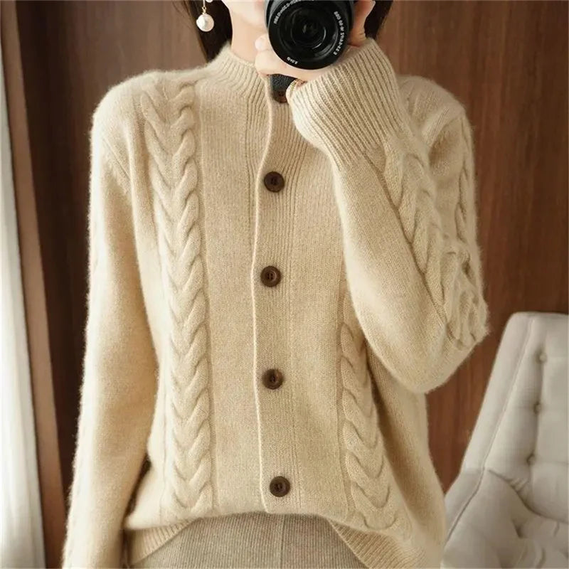 Soft Cable Knit Cardigan Sweater