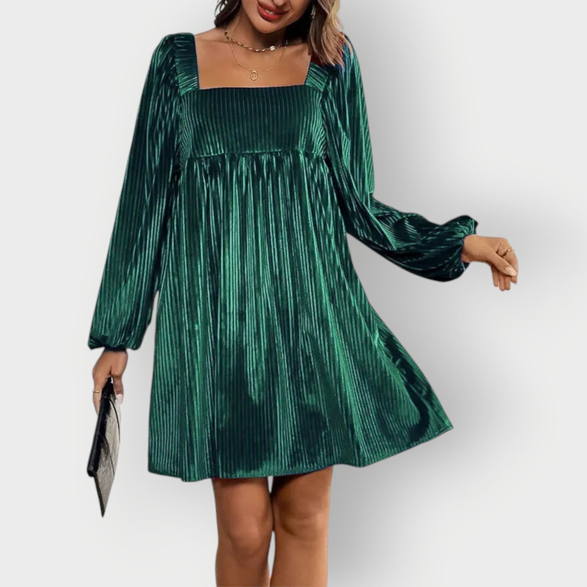 Luxurious Velvet Open Back Evening Dress - Olytrend