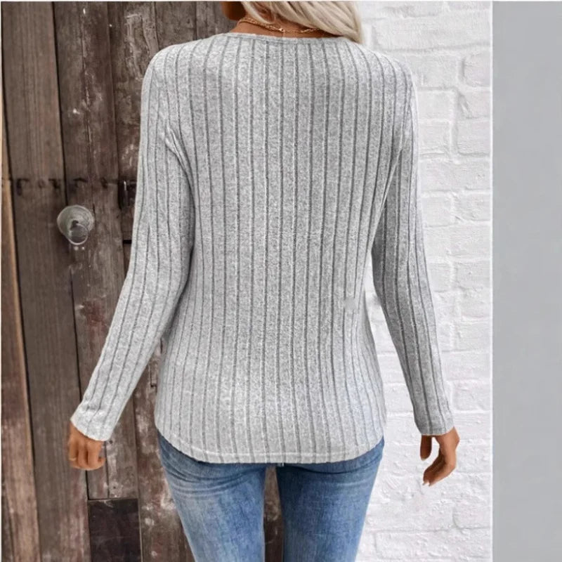 Classic Crew Neck Striped Knit Sweater