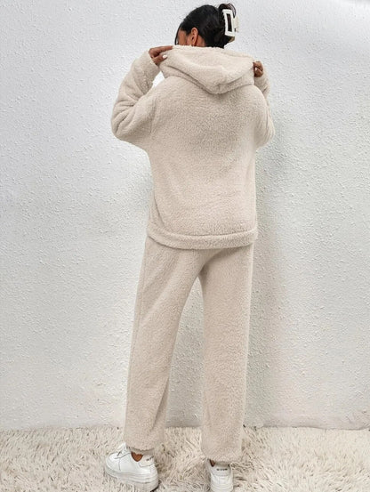 Soft Fleece Teddy Hooded Jumpsuit for Lounge Relaxation
