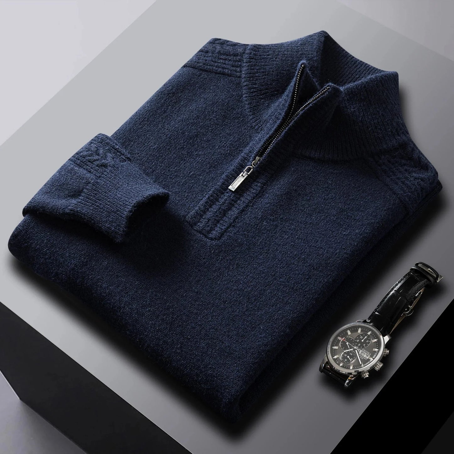 Soft Cable Knit Quarter Zip Men's Sweater