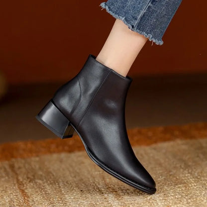 Thick Heel Low Ankle Boots