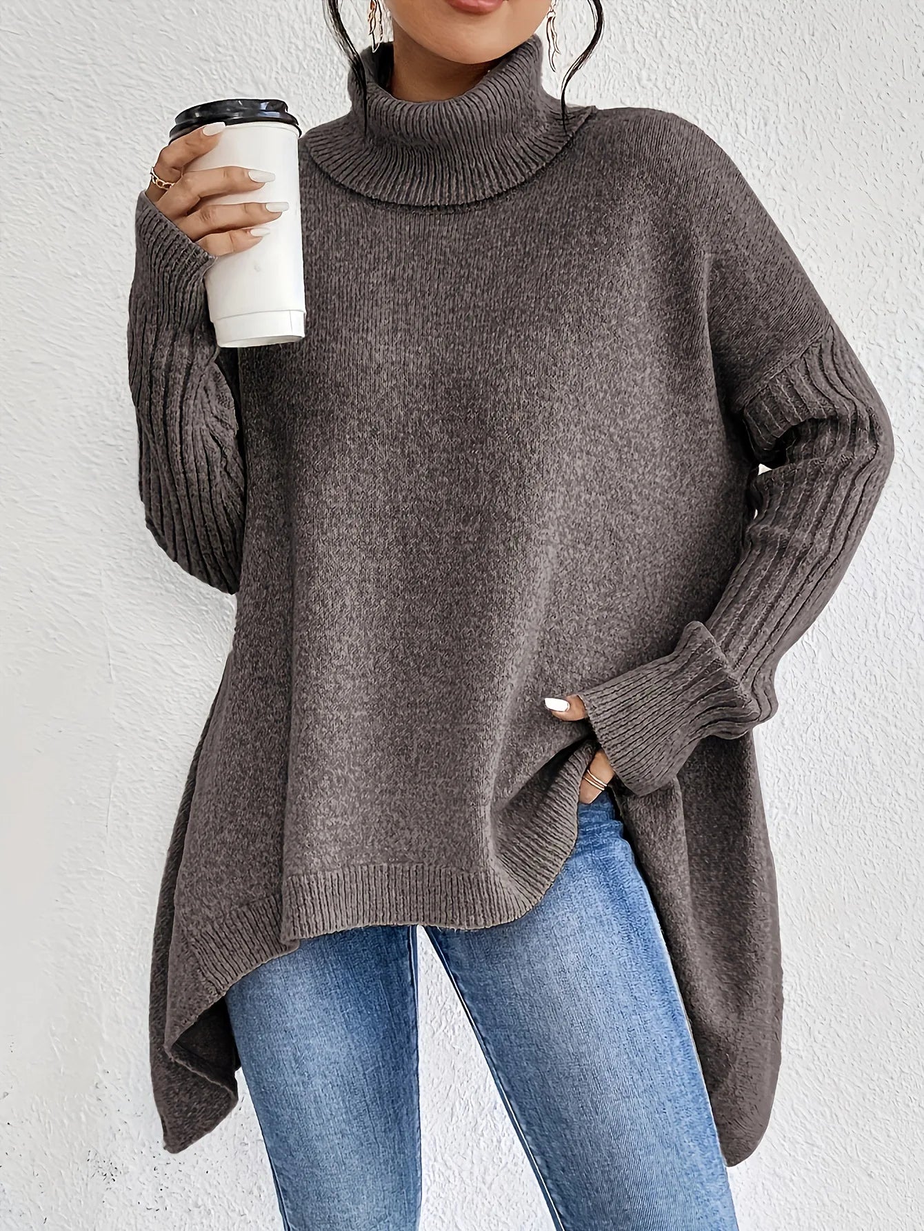 Large Crew Neck Knit Sweater