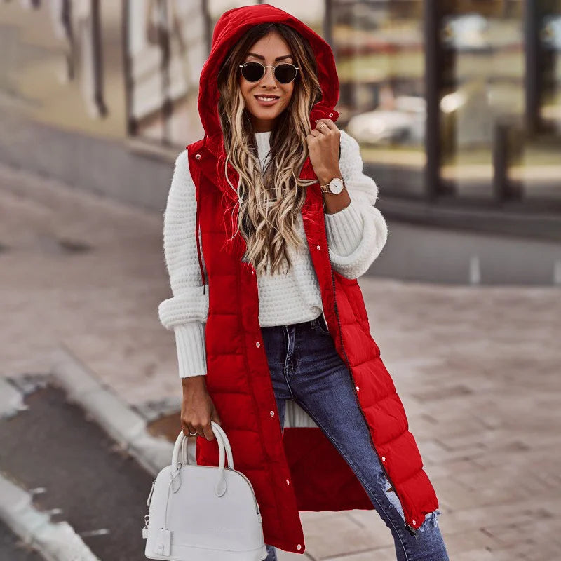 Warm Quilted Women's Hooded Vest