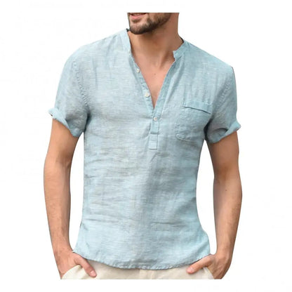 Casual Linen Mens Shirt with Pocket