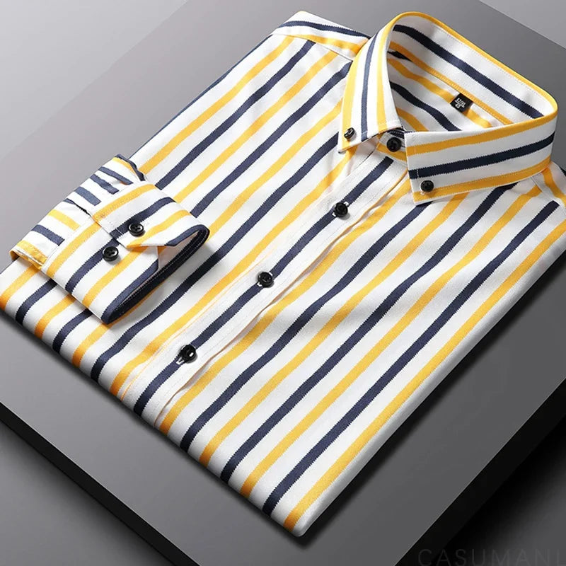Casual Breton Style Cotton Shirt