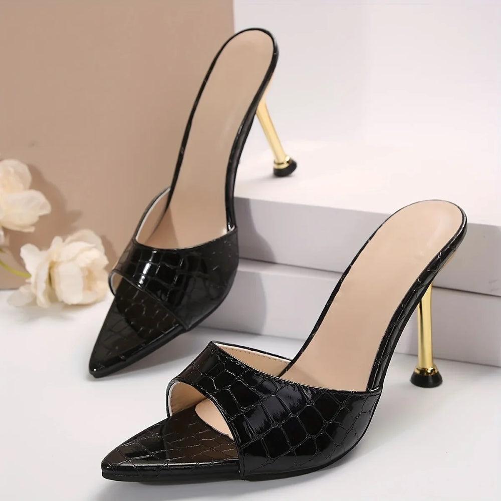 Luxury Crocodile Pattern High Heels
