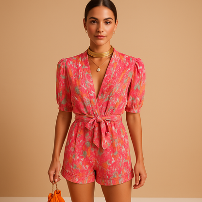 Vibrant Red Womens Summer Jumpsuit - Nocini