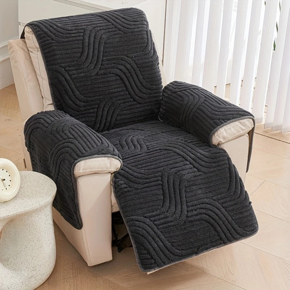 Soft Faux Leather Recliner Sofa Slipcover With Grip Back - Nocini
