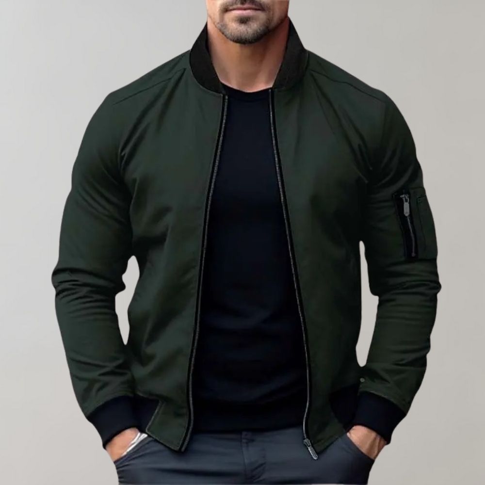 Classic Fit Zip Up Bomber Jacket
