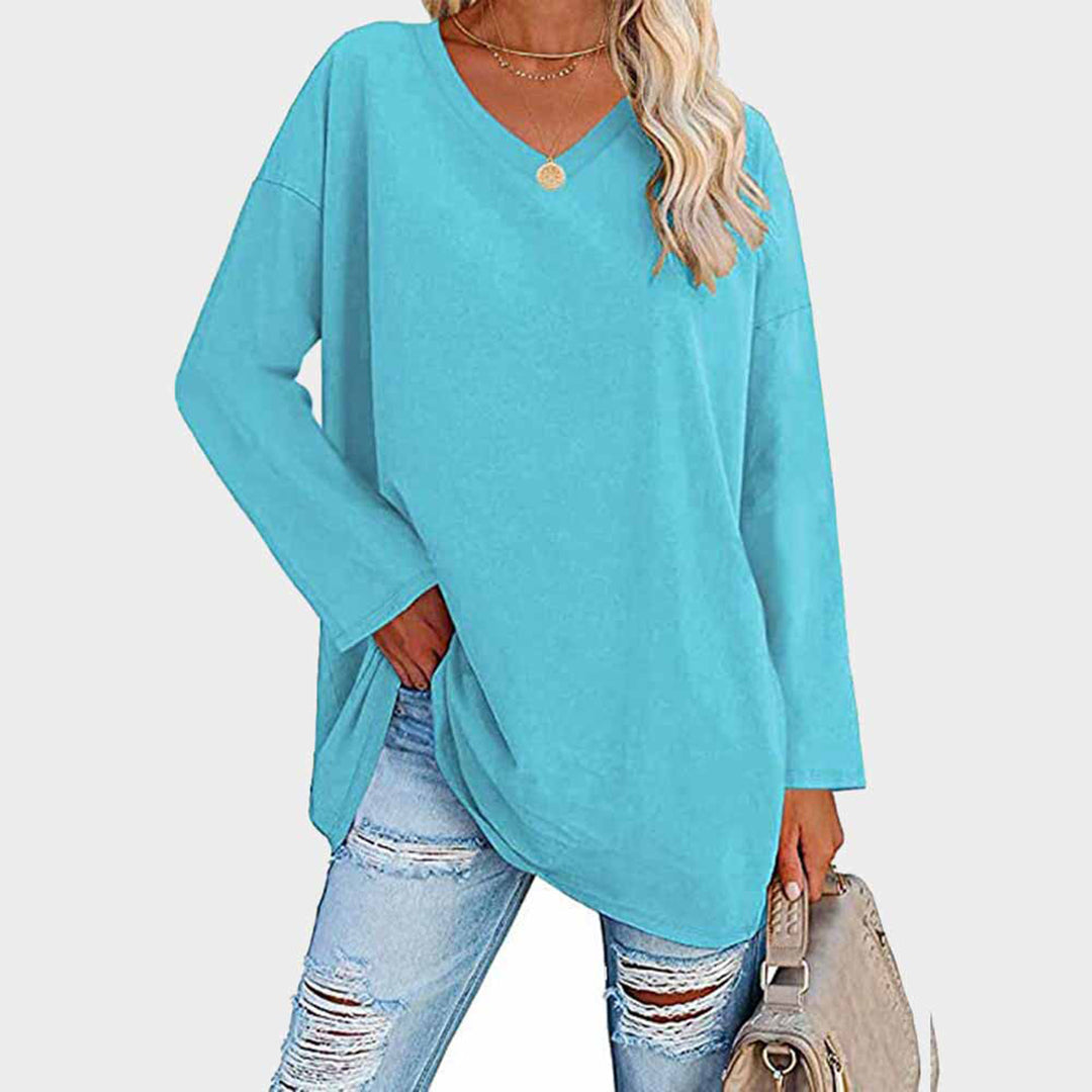 Relaxed Fit V-Neck Tunic Top