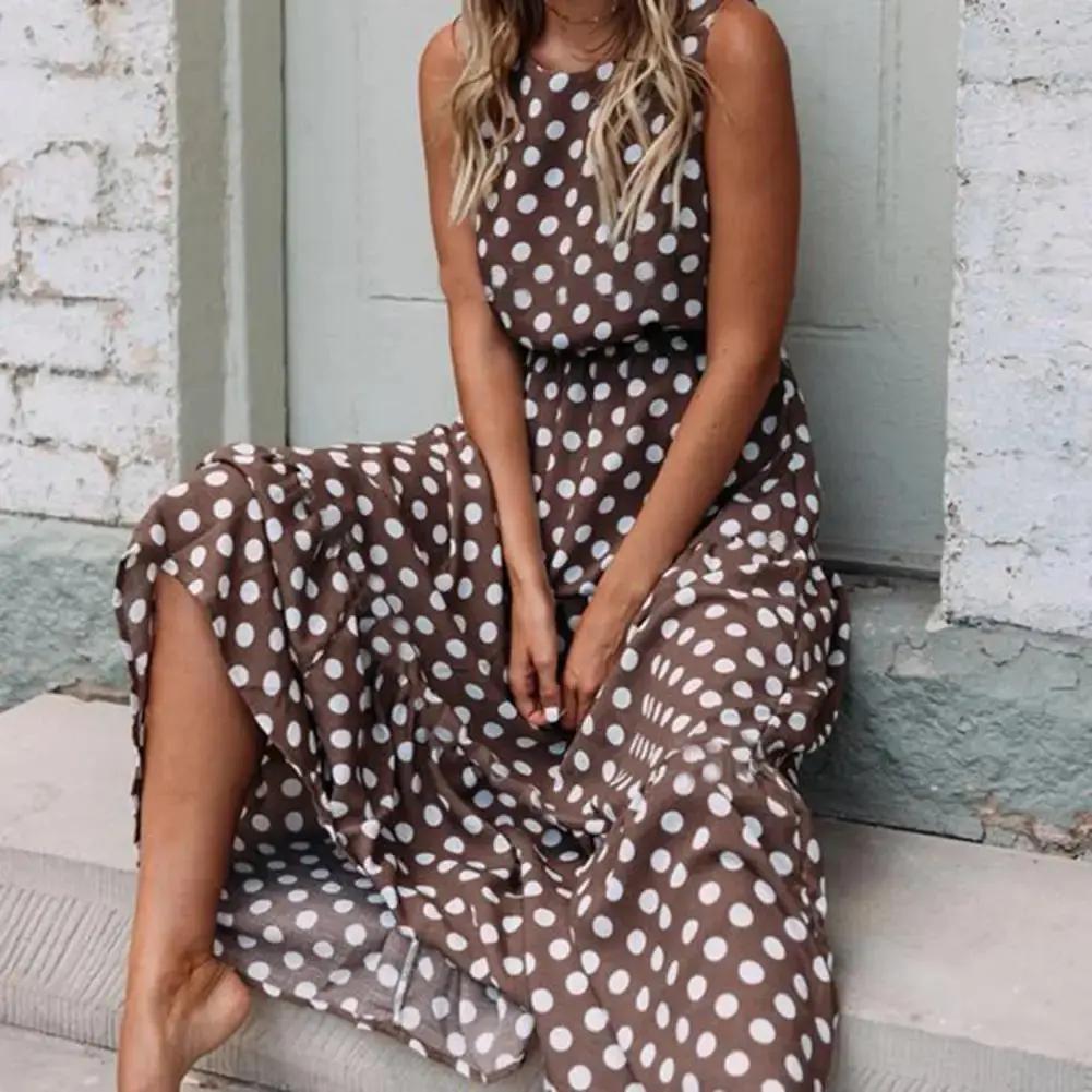 Stylish Dot Print Flowy Women's Dress - Nocini