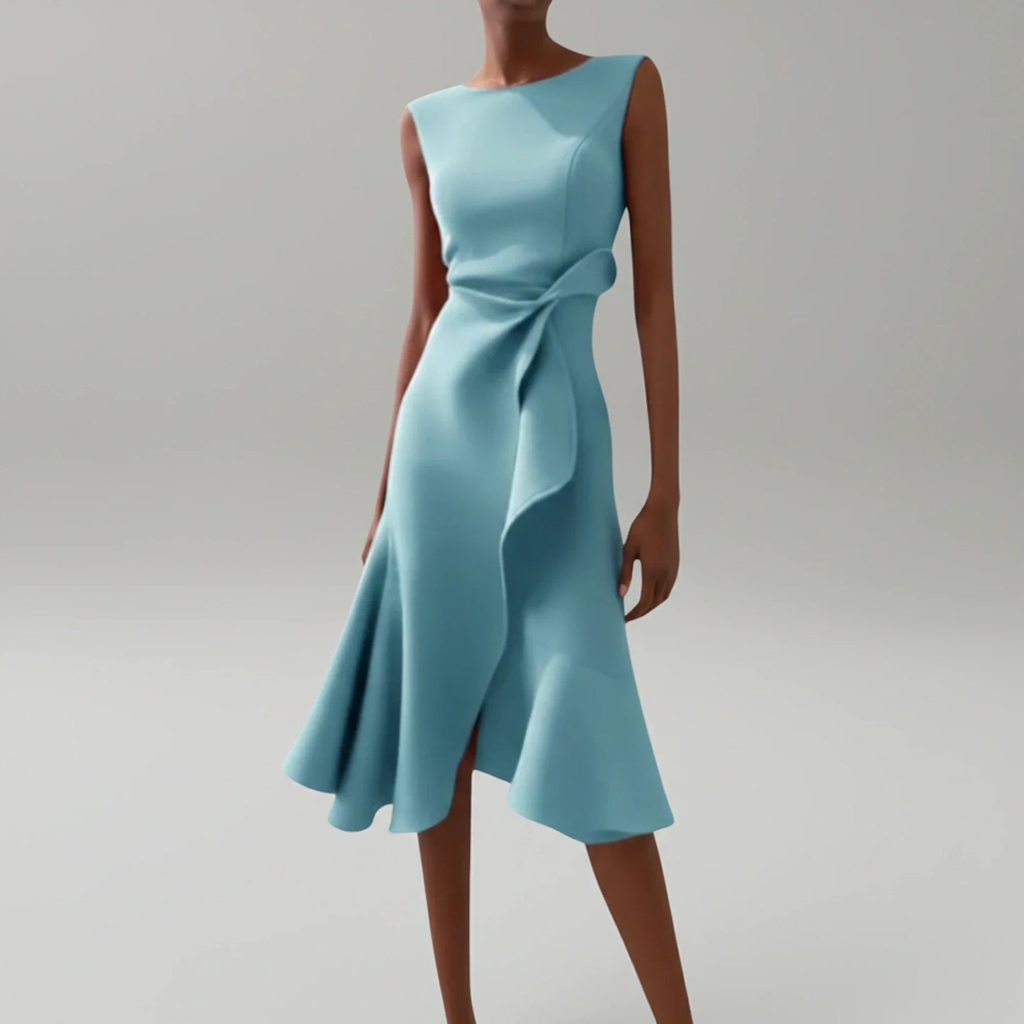 Summer Strapless Fit and Flare Midi Dress