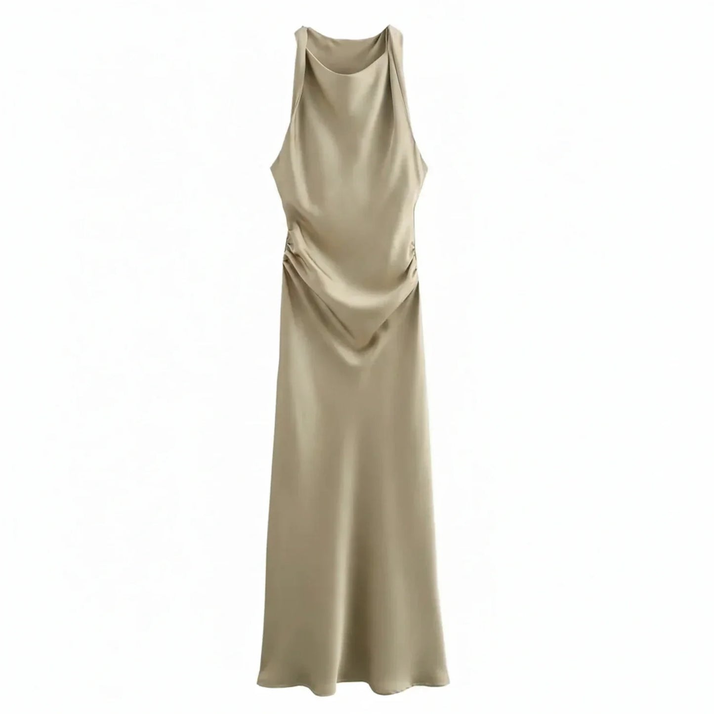 Fitted Strapless Waist Midi Women's Dress