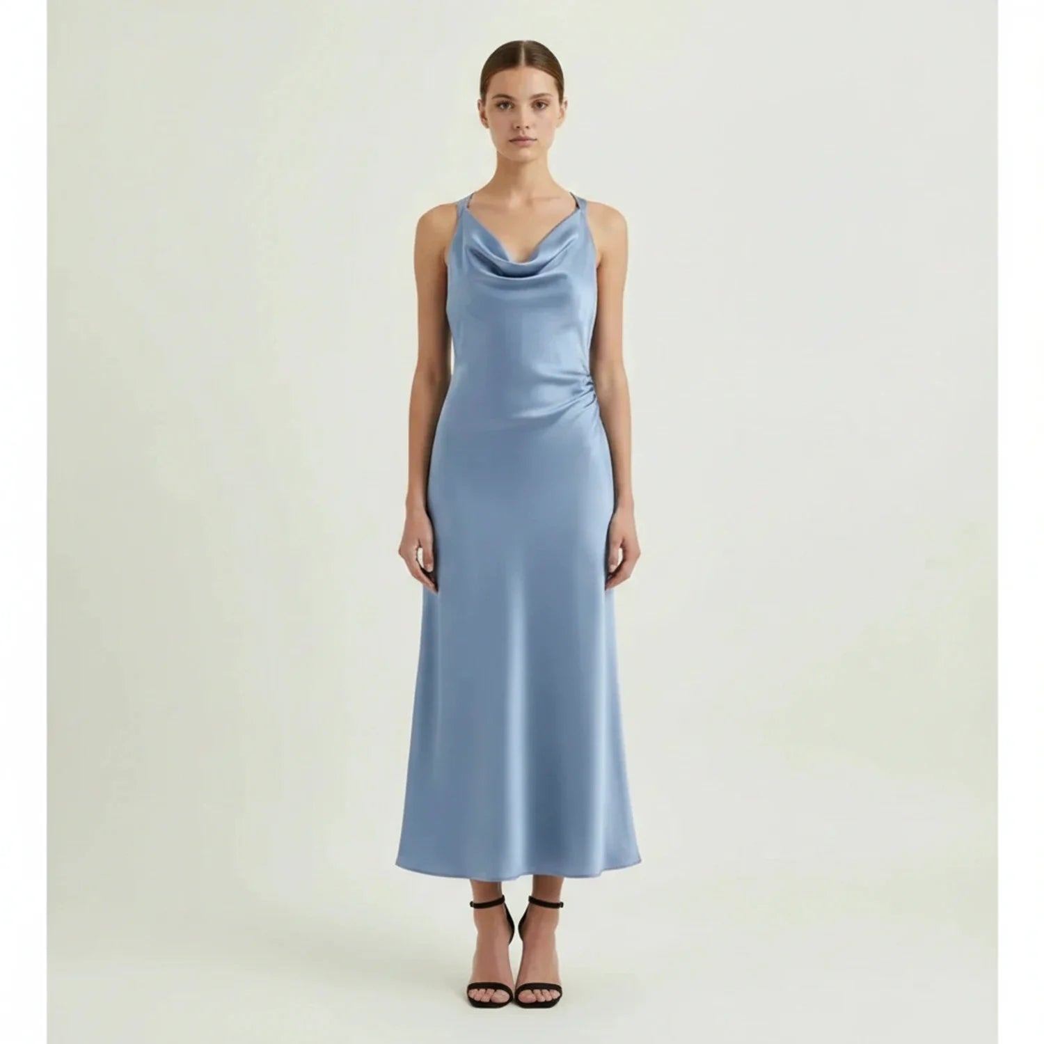 Fitted Strapless Waist Midi Women's Dress - Olytrend