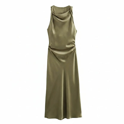 Fitted Strapless Waist Midi Women's Dress