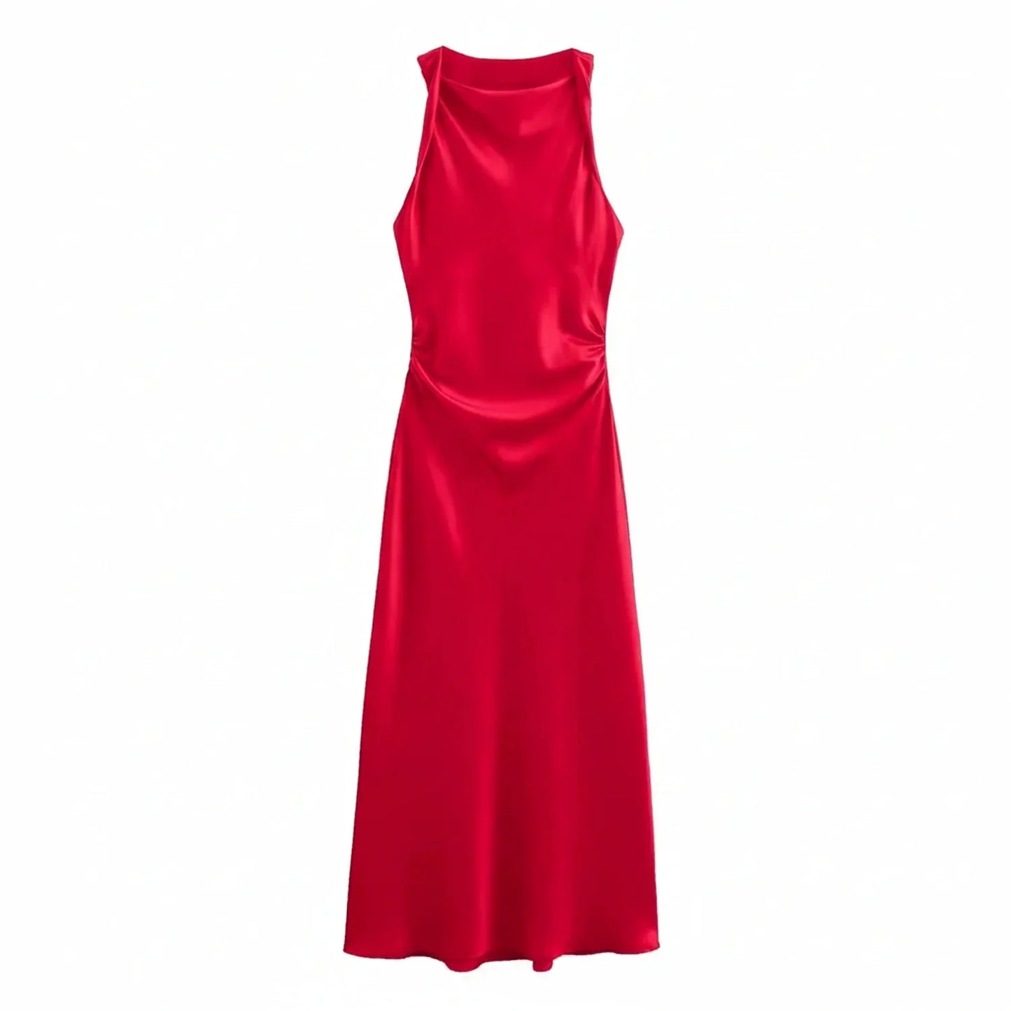 Fitted Strapless Waist Midi Women's Dress