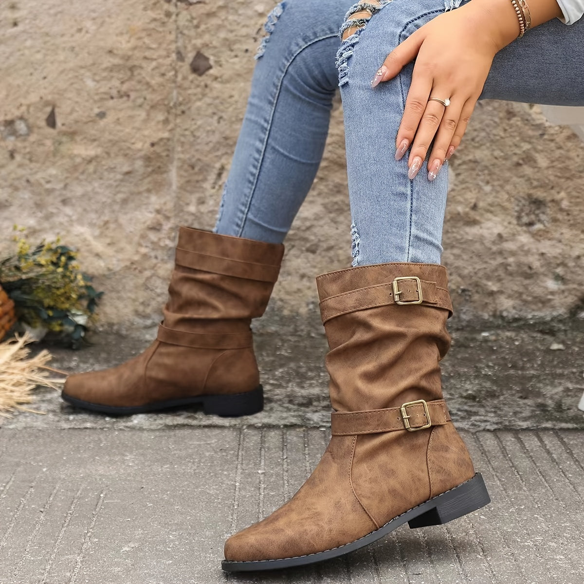 Comfortable Black Low Heel Ankle Boots for Women - Nocini