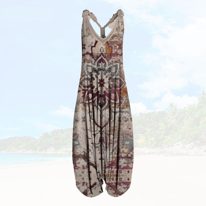 Ladies Loose Fit Full Length Sleeveless Jumpsuit